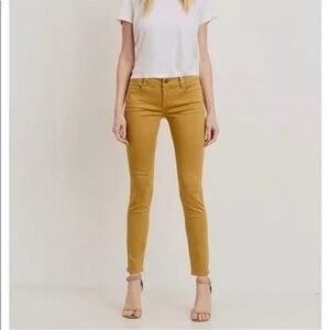 DL1961 Angel Mid Rise Skinny Ankle Jeans 28 Mustard Yellow Stretch Denim